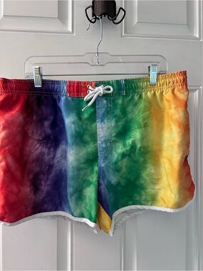 Trinity Multicolor Rainbow Tie-Dye Swim Shorts